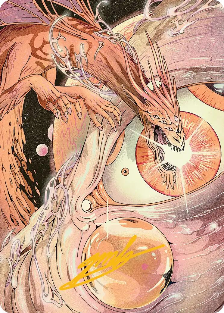 Nova Hellkite Art Card (40/54) (Gold-Stamped Signature) [Edge of Eternities Art Series] | Devastation Store