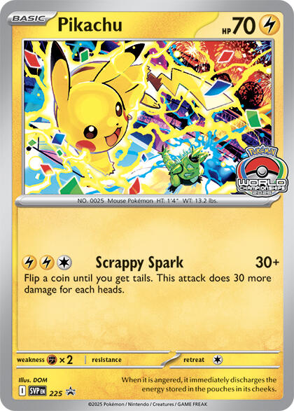 Pikachu (225) (World Championship 2025) [Scarlet & Violet: Black Star Promos] | Devastation Store