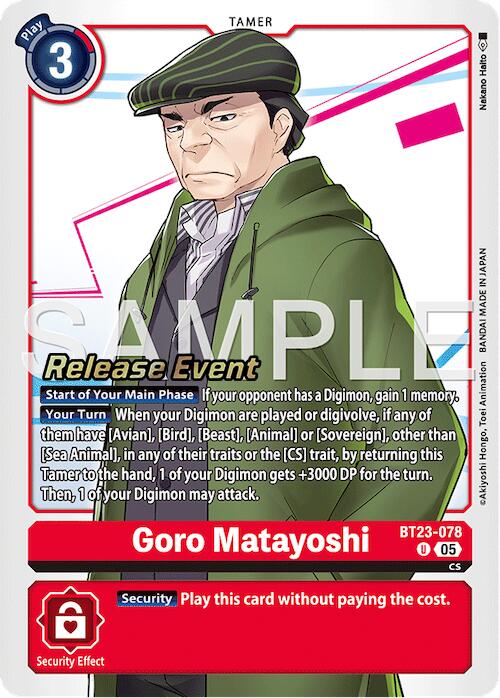 Goro Matayoshi [BT23-078] [Hackers' Slumber Release Event Cards] | Devastation Store