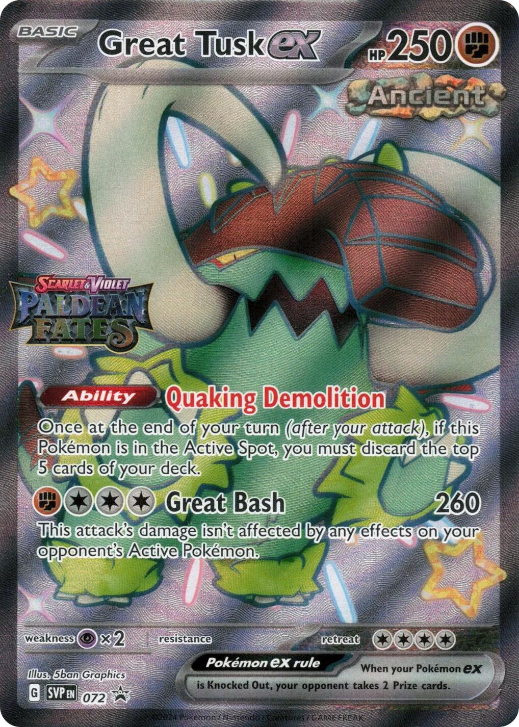Great Tusk ex (072) (Paldean Fates Stamped) [Scarlet & Violet: Paldean Fates] | Devastation Store
