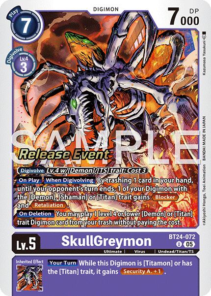 SkullGreymon [BT24-072] [Time Stranger Release Events Cards] | Devastation Store