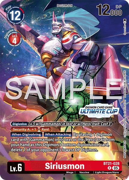 Siriusmon [BT21-028] (Ultimate Cup 26-27 Season 1 Winner) [World Convergence] | Devastation Store