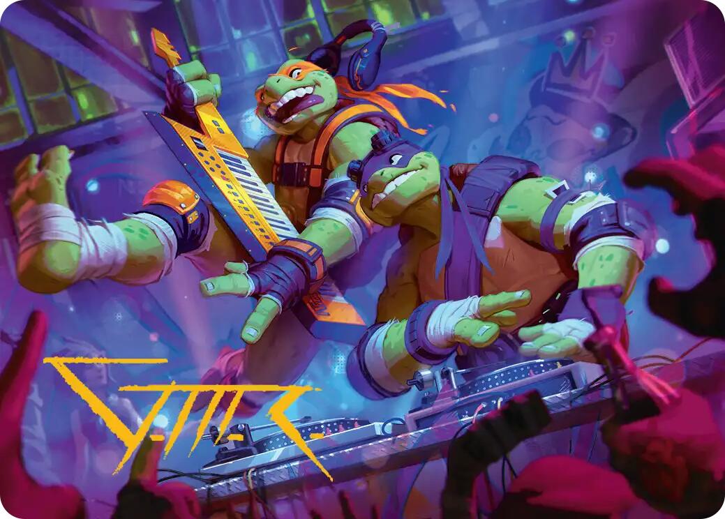 Mikey & Don, Party Planners Art Card (Gold-Stamped Signature) [Teenage Mutant Ninja Turtles Art Series] | Devastation Store