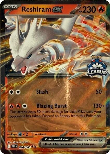 Reshiram ex (020/086) (Great Ball League) [League & Championship Cards] | Devastation Store