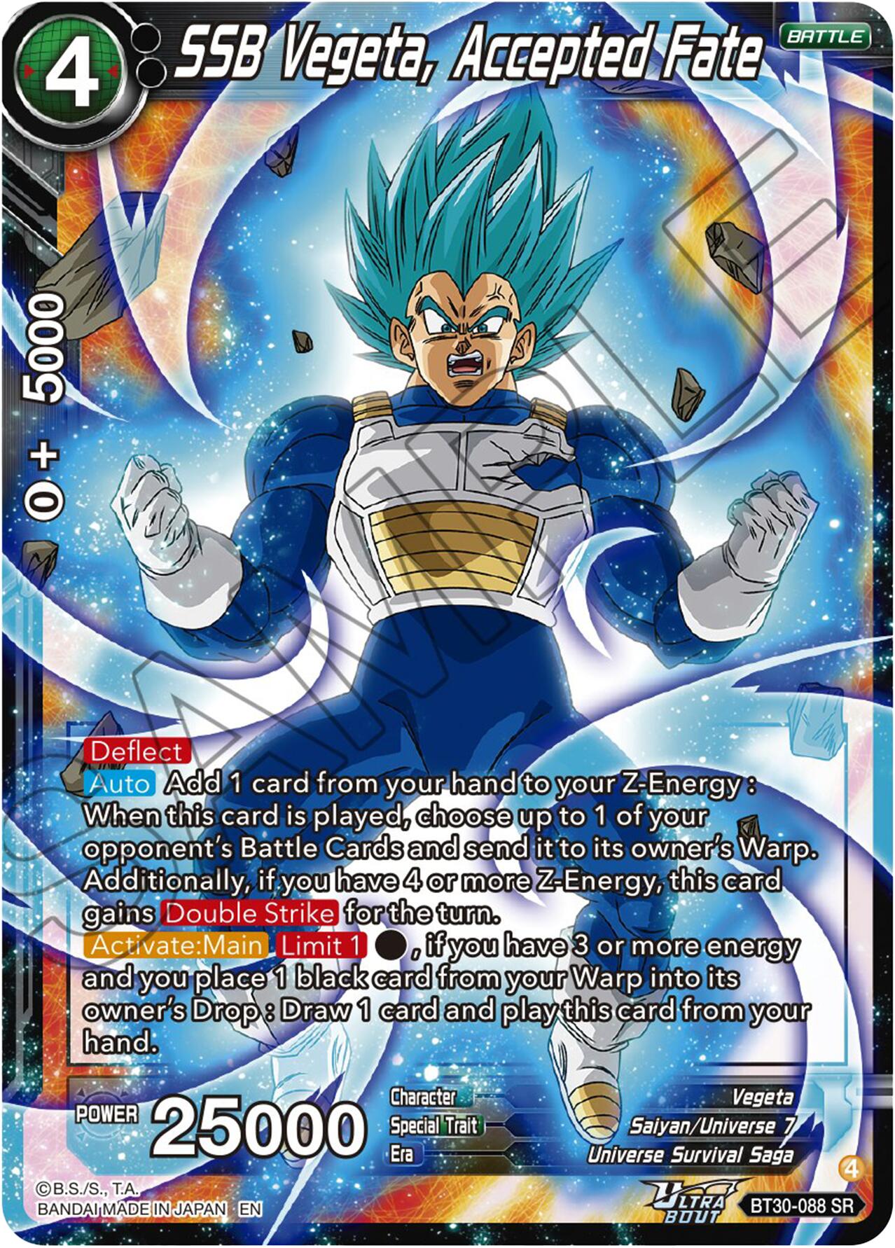SSB Vegeta, Accepted Fate (BT30-088) [Three Glorious Fighters] | Devastation Store