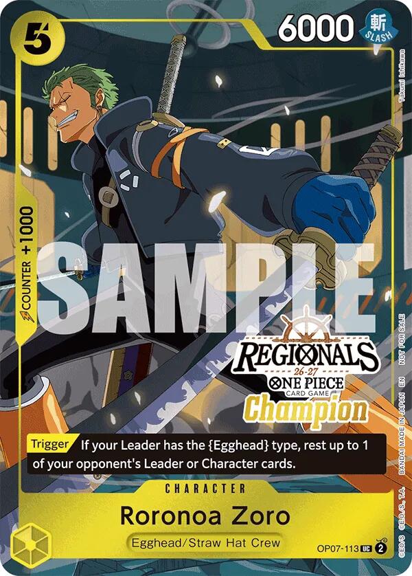 Roronoa Zoro (Regionals Champion Card Set 26-27) [One Piece Promotion Cards] | Devastation Store