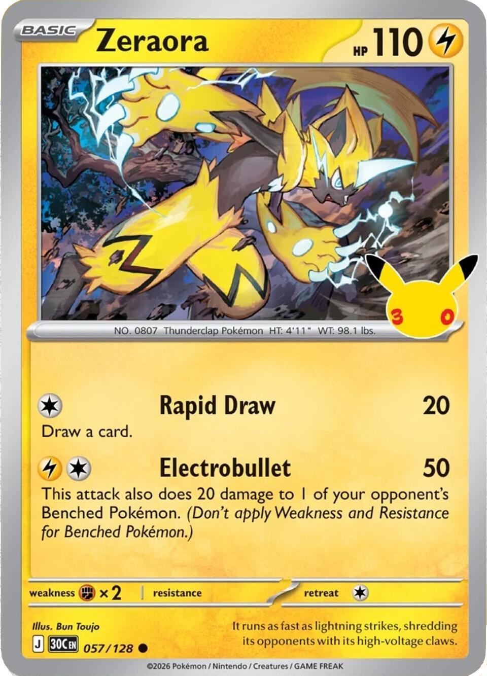 Zeraora (057/128) [Mega Evolution: 30th Celebration] | Devastation Store