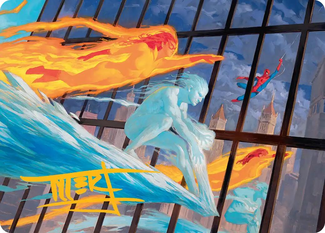 Iceman and Firestar Art Card (Gold-Stamped Signature) [Marvel Super Heroes Art Series] | Devastation Store