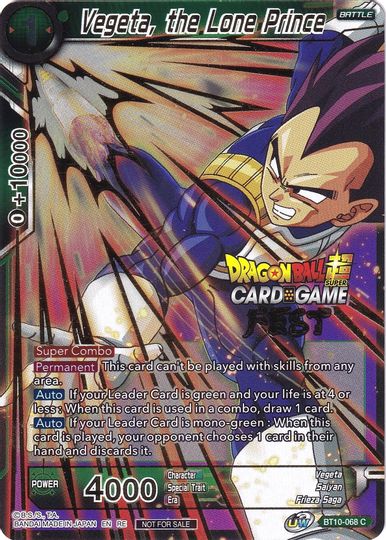 Vegeta, the Lone Prince (Card Game Fest 2022) (BT10-068) [Tournament Promotion Cards] | Devastation Store