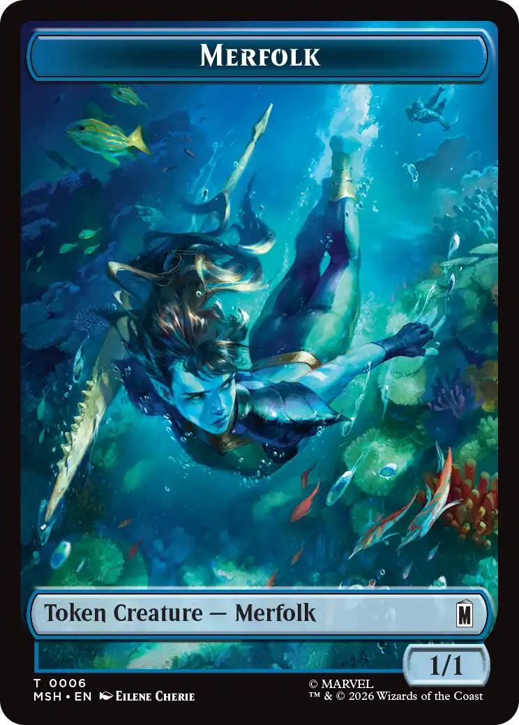 Merfolk // Doombot Double-Sided Token [Marvel Super Heroes Tokens] | Devastation Store
