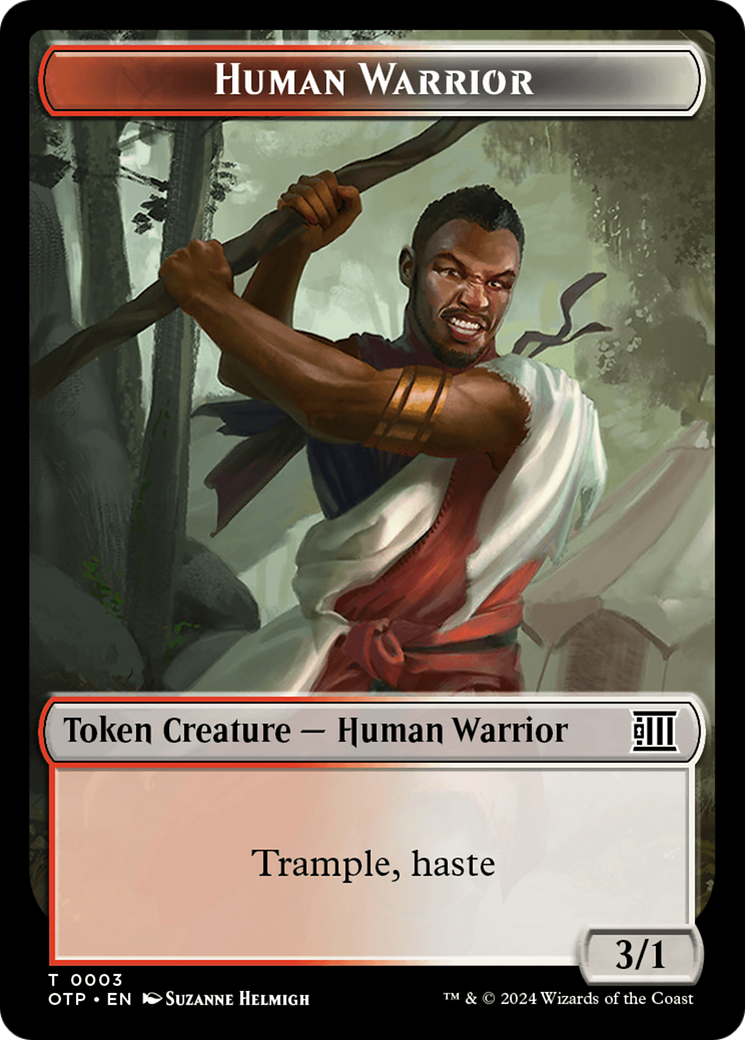 Treasure // Human Warrior Double-Sided Token [Outlaws of Thunder Junction Tokens] | Devastation Store