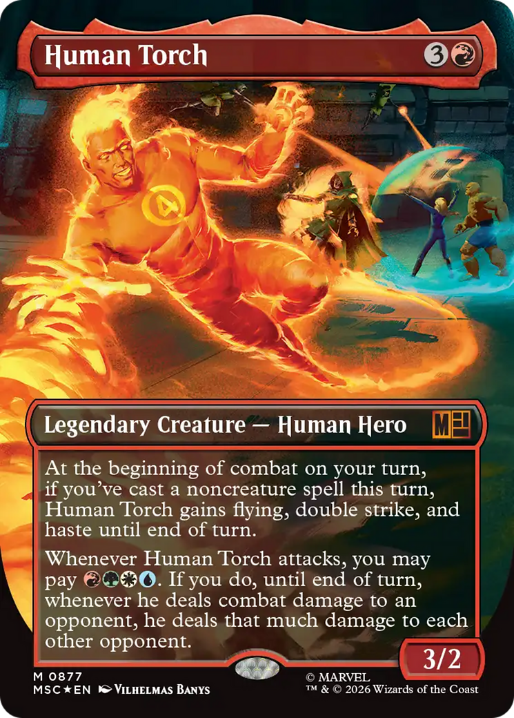 Human Torch (Borderless) (Surge Foil) [Marvel Super Heroes Commander] | Devastation Store