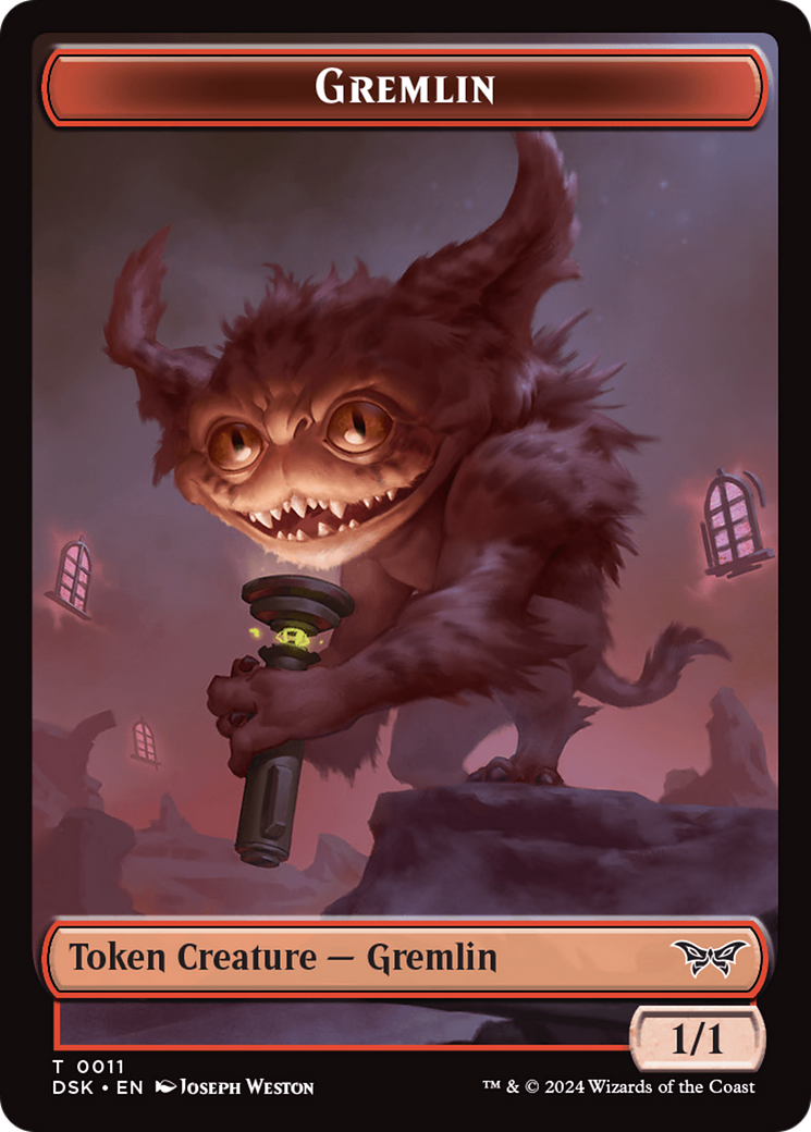 Emblem - Kaito, Bane of Nightmares // Gremlin Double-Sided Token [Duskmourn: House of Horror Tokens] | Devastation Store