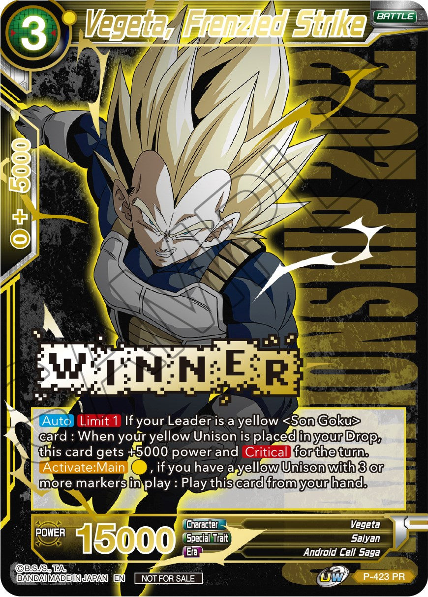 Vegeta, Frenzied Strike (Championship Pack 2022 Vol.2) (Winner Gold Stamped) (P-423) [Promotion Cards] | Devastation Store