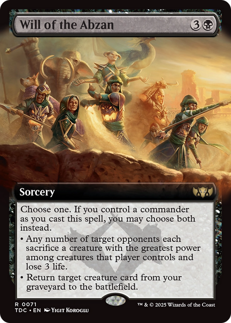 Will of the Abzan (Extended Art) [Tarkir: Dragonstorm Commander] | Devastation Store