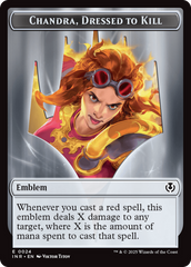 Human (0014) // Emblem - Chandra, Dressed to Kill Double-Sided Token [Innistrad Remastered Tokens] | Devastation Store