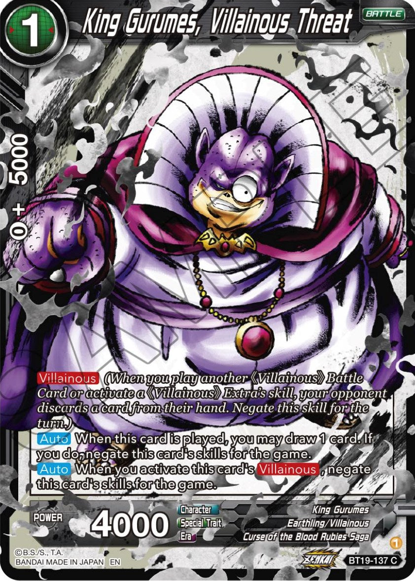 King Gurumes, Villainous Threat (BT19-137) [Fighter's Ambition] | Devastation Store