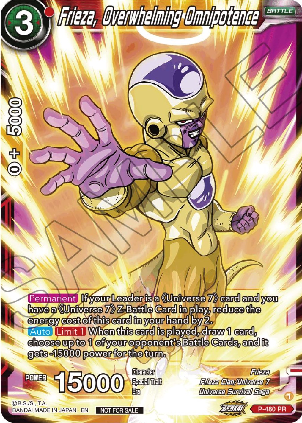 Frieza, Overwhelming Omnipotence (Zenkai Series Tournament Pack Vol.3) (P-480) [Tournament Promotion Cards] | Devastation Store