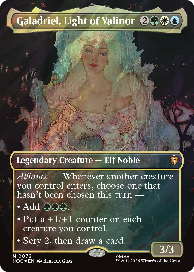Galadriel, Light of Valinor (Borderless) (Surge Foil) [The Hobbit: Eternal-Legal] | Devastation Store