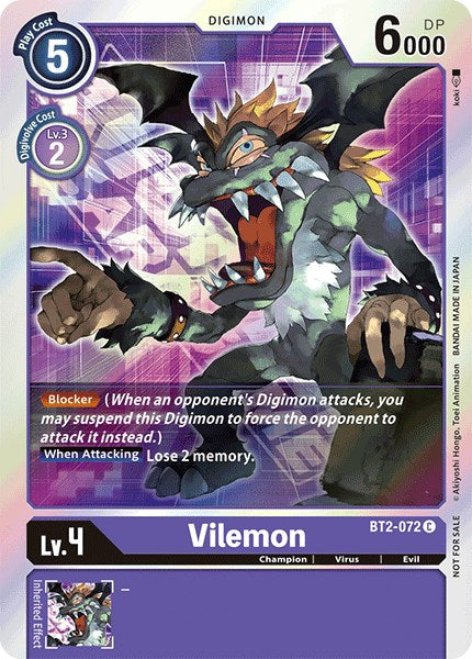 Vilemon [BT2-072] (Event Pack 1) [Release Special Booster Promos] | Devastation Store