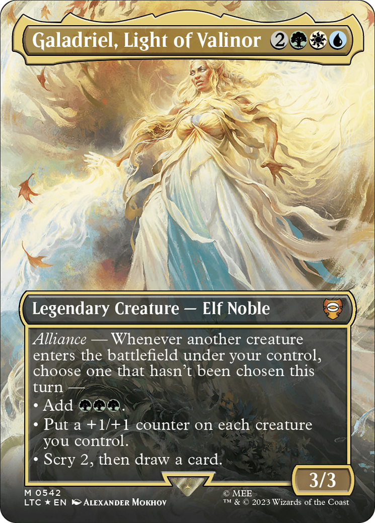 Galadriel, Light of Valinor (Borderless) (Surge Foil) [The Lord of the Rings: Tales of Middle-Earth Commander] | Devastation Store