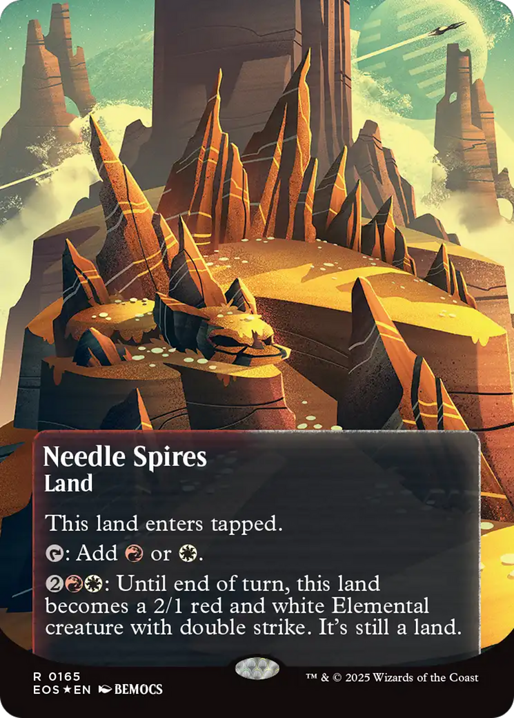 Needle Spires (0165) (Borderless) (Galaxy Foil) [Edge of Eternities: Stellar Sights] | Devastation Store