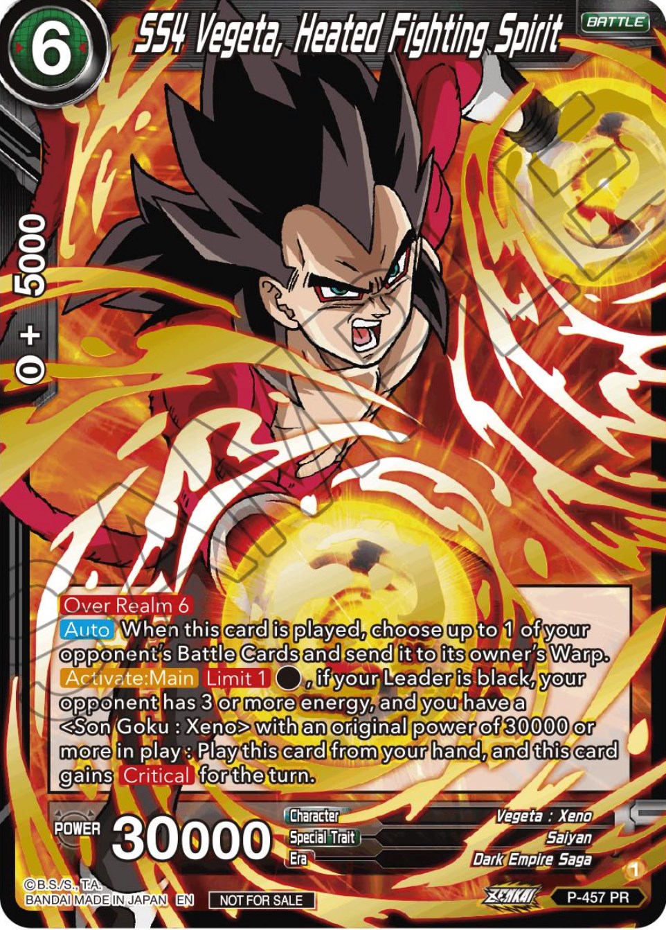 SS4 Vegeta, Heated Fighting Spirit (Championship Selection Pack 2023 Vol.1) (Gold-Stamped) (P-457) [Tournament Promotion Cards] | Devastation Store