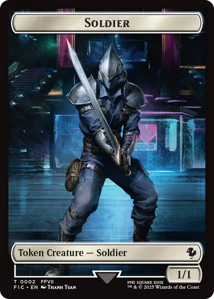 Soldier // Rebel Double-Sided Token (Surge Foil) [FINAL FANTASY Commander Tokens] | Devastation Store
