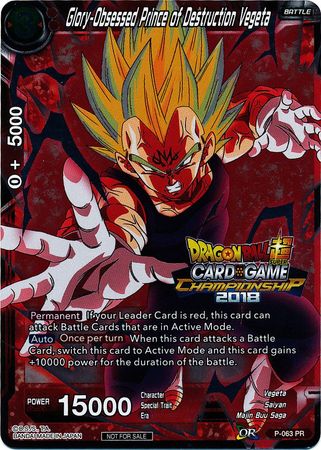 Glory-Obsessed Prince of Destruction Vegeta (P-063) [Tournament Promotion Cards] | Devastation Store