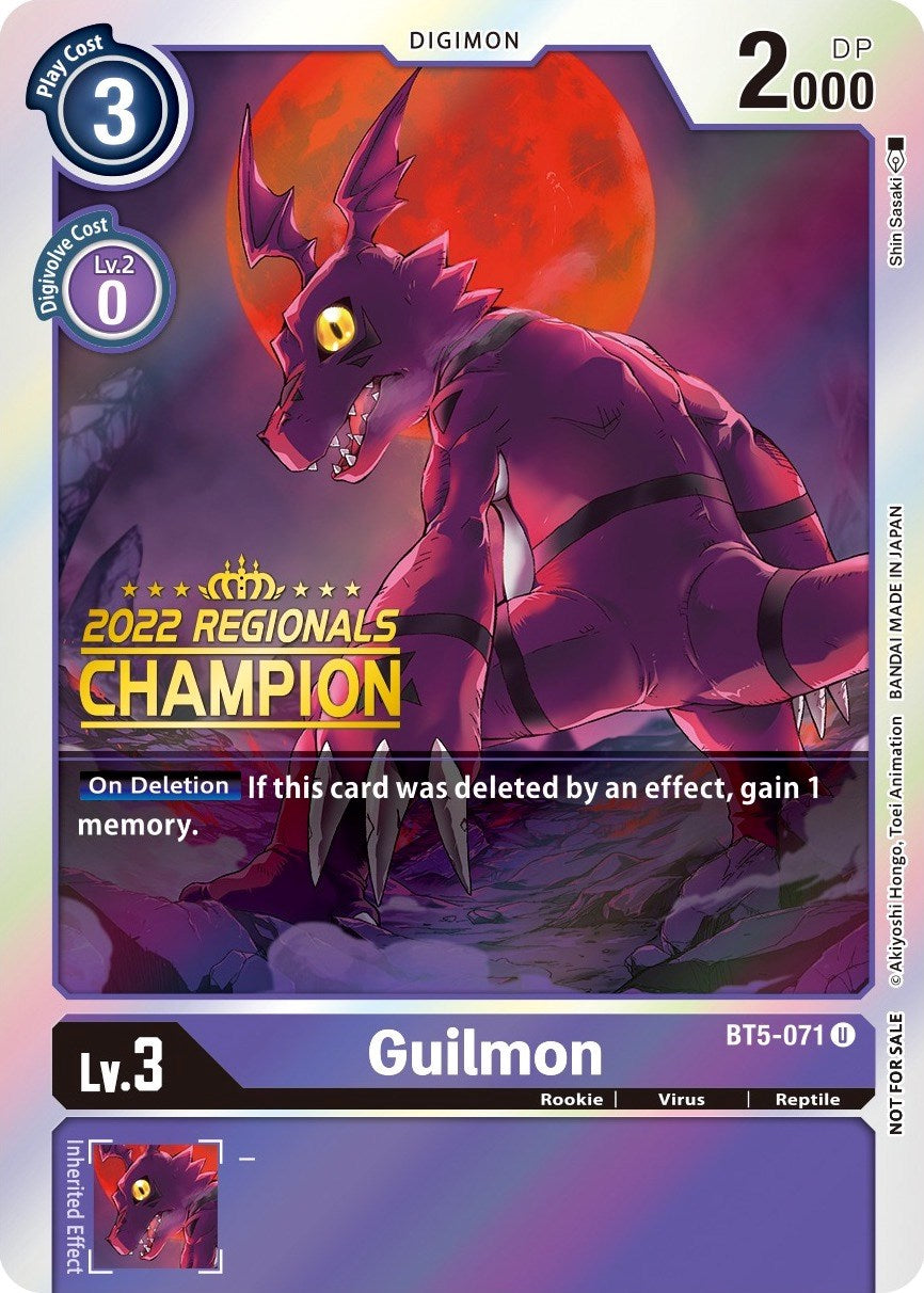 Guilmon [BT5-071] (2022 Championship Offline Regional) (Online Champion) [Battle of Omni Promos] | Devastation Store