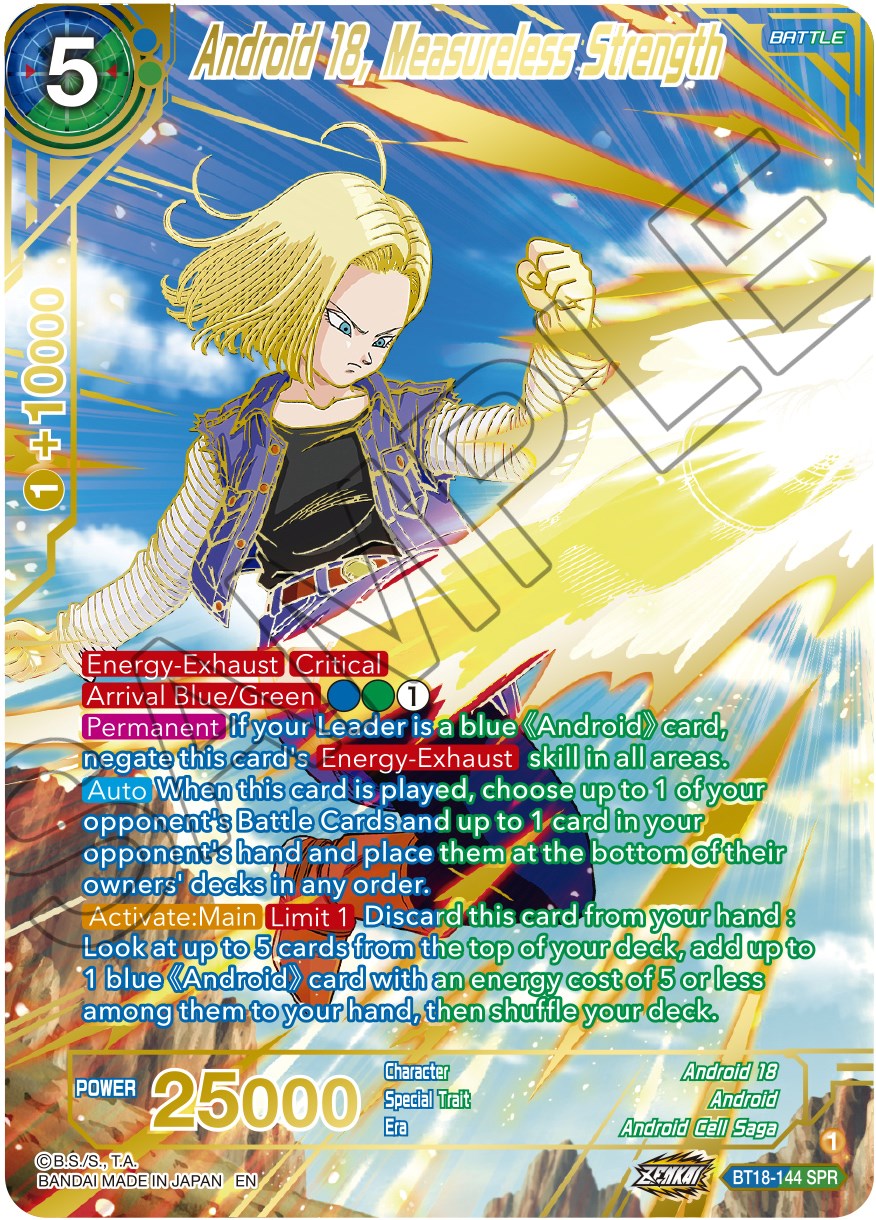 Android 18, Measureless Strength (SPR) (BT18-144) [Dawn of the Z-Legends] | Devastation Store