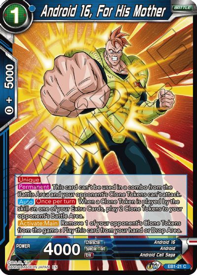 Android 16, For His Mother (EB1-21) [Battle Evolution Booster] | Devastation Store