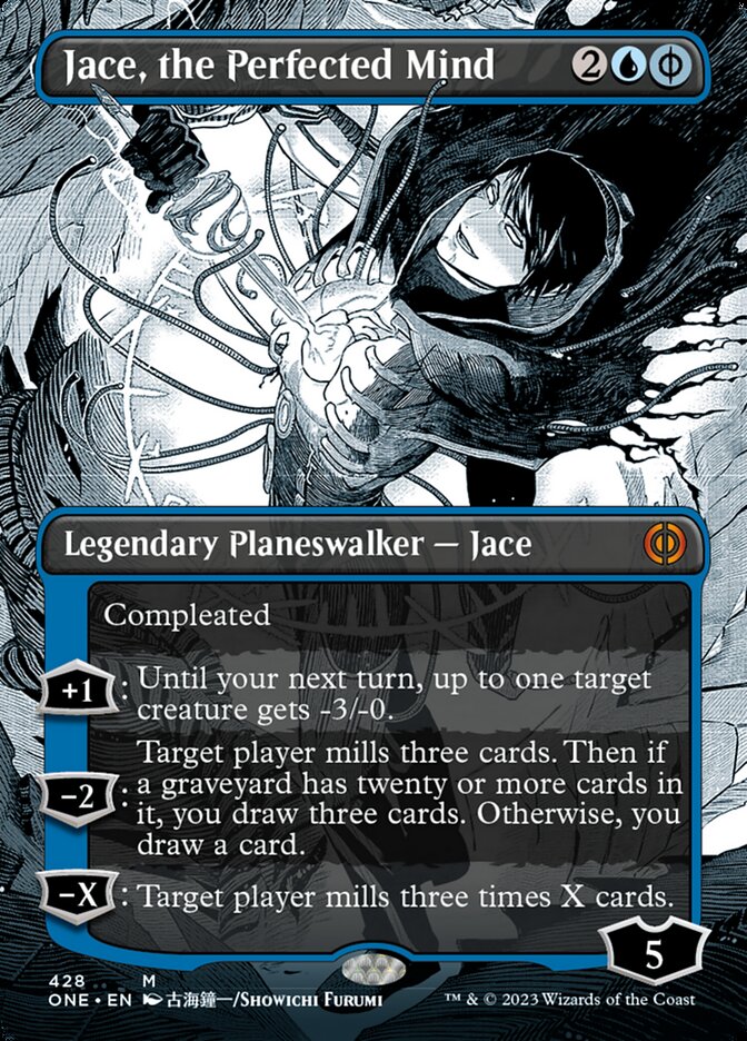 Jace, the Perfected Mind (Borderless Manga Step-and-Compleat Foil) [Phyrexia: All Will Be One] | Devastation Store