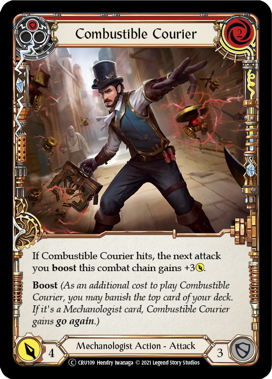 Combustible Courier (Red) (Rainbow Foil) [CRU109-RF] Unlimited Rainbow Foil | Devastation Store