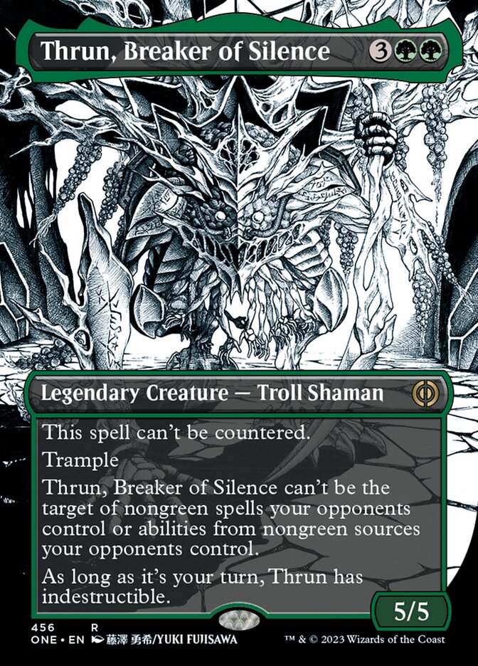 Thrun, Breaker of Silence (Borderless Manga Step-and-Compleat Foil) [Phyrexia: All Will Be One] | Devastation Store