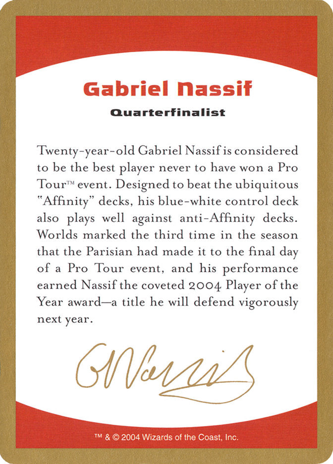 Gabriel Nassif Bio [World Championship Decks 2004] | Devastation Store