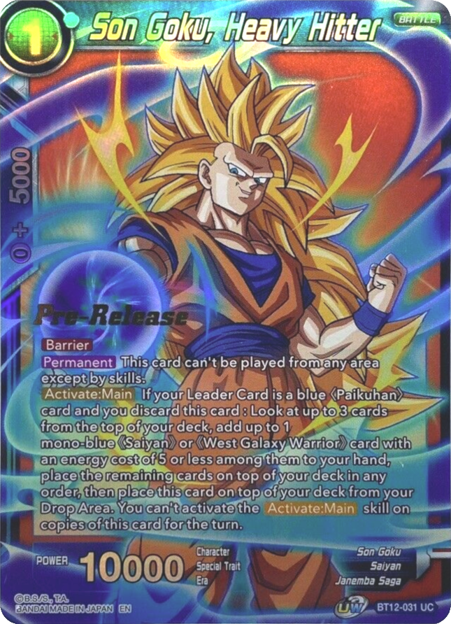 Son Goku, Heavy Hitter (BT12-031) [Vicious Rejuvenation Prerelease Promos] | Devastation Store