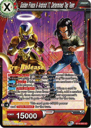 Golden Frieza & Android 17, Determined Tag Team (BT16-003) [Realm of the Gods Prerelease Promos] | Devastation Store