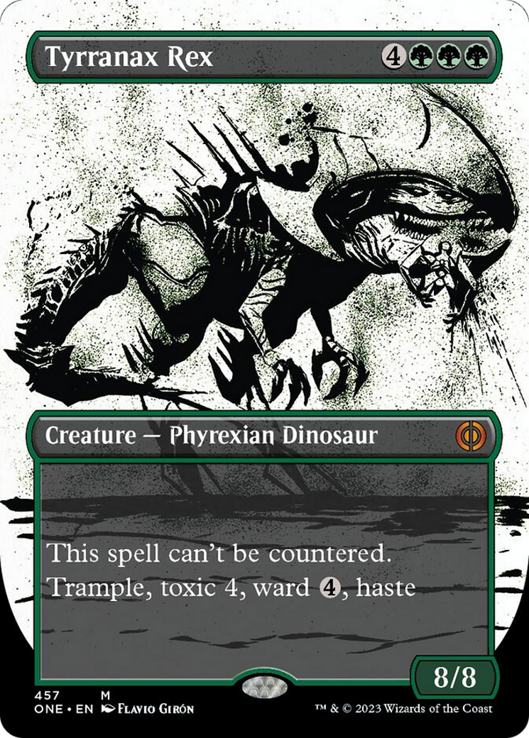Tyrranax Rex (Borderless Ichor Step-and-Compleat Foil) [Phyrexia: All Will Be One] | Devastation Store
