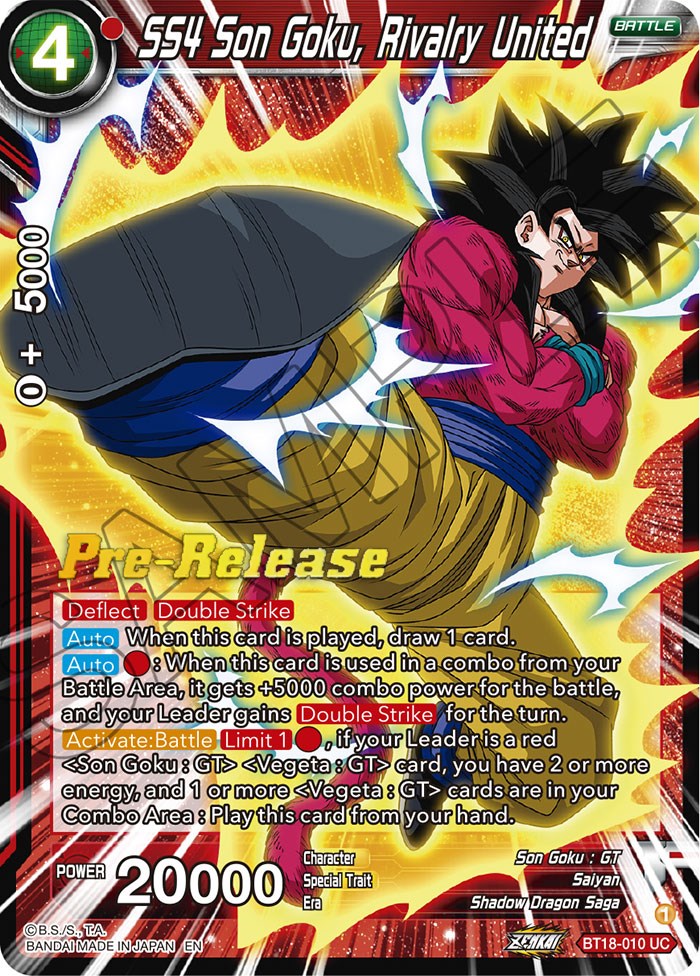 SS4 Son Goku, Rivalry United (BT18-010) [Dawn of the Z-Legends Prerelease Promos] | Devastation Store