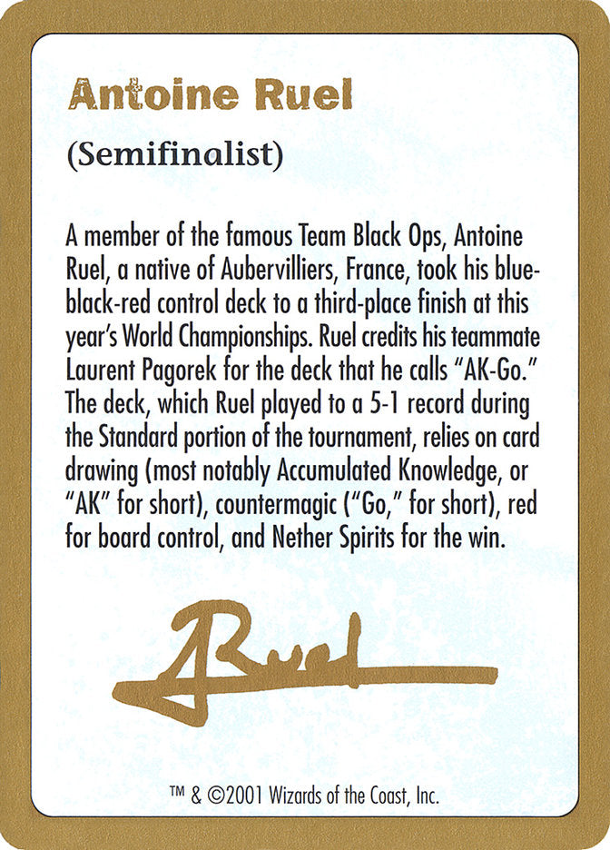 Antoine Ruel Bio [World Championship Decks 2001] | Devastation Store