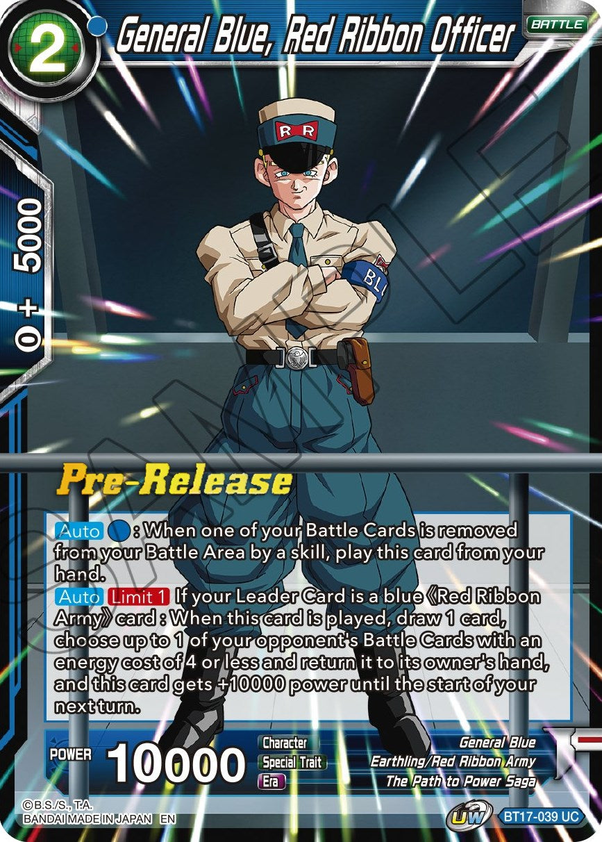 General Blue, Red Ribbon Officer (BT17-039) [Ultimate Squad Prerelease Promos] | Devastation Store