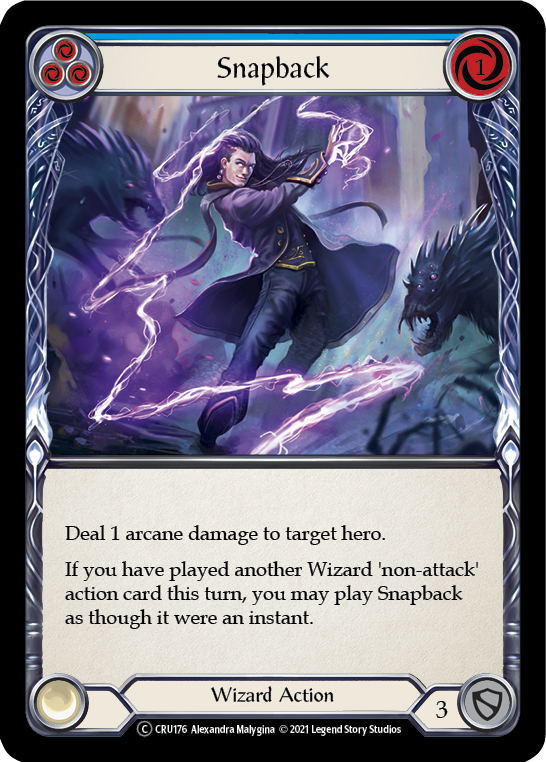 Snapback (Blue) (Rainbow Foil) [CRU176-RF] Unlimited Rainbow Foil | Devastation Store