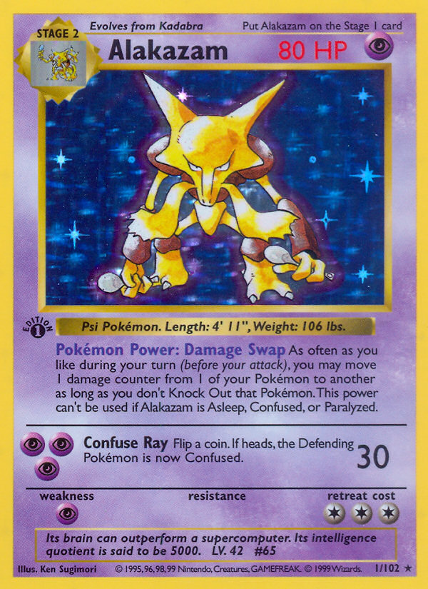 Alakazam (1/102) (Shadowless) [Base Set 1st Edition] | Devastation Store