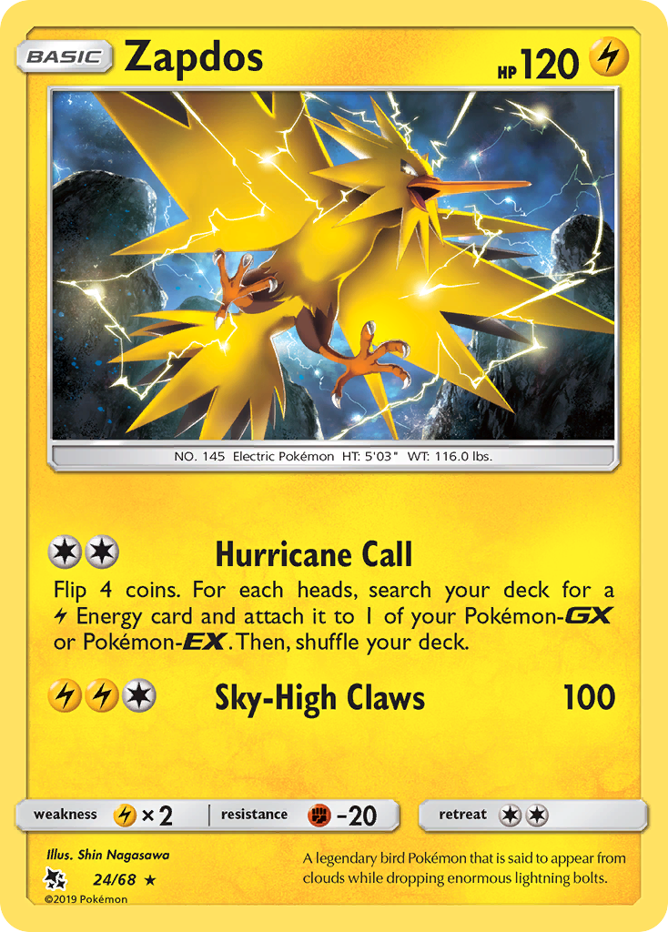 Zapdos (24/68) [Sun & Moon: Hidden Fates] | Devastation Store