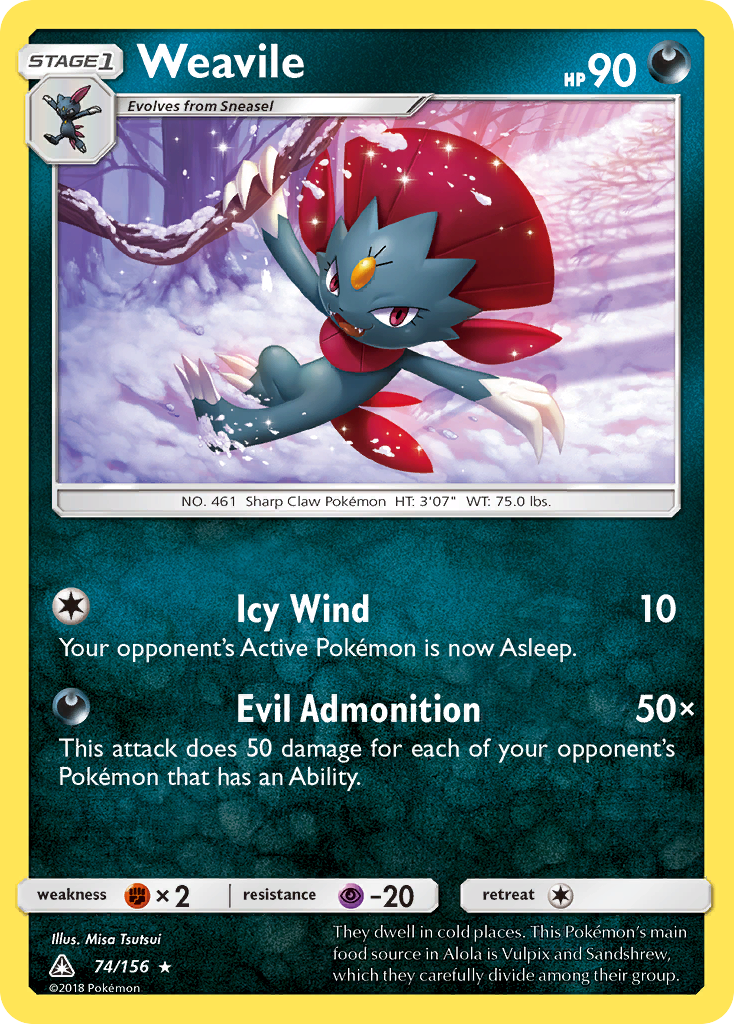 Weavile (74/156) [Sun & Moon: Ultra Prism] | Devastation Store