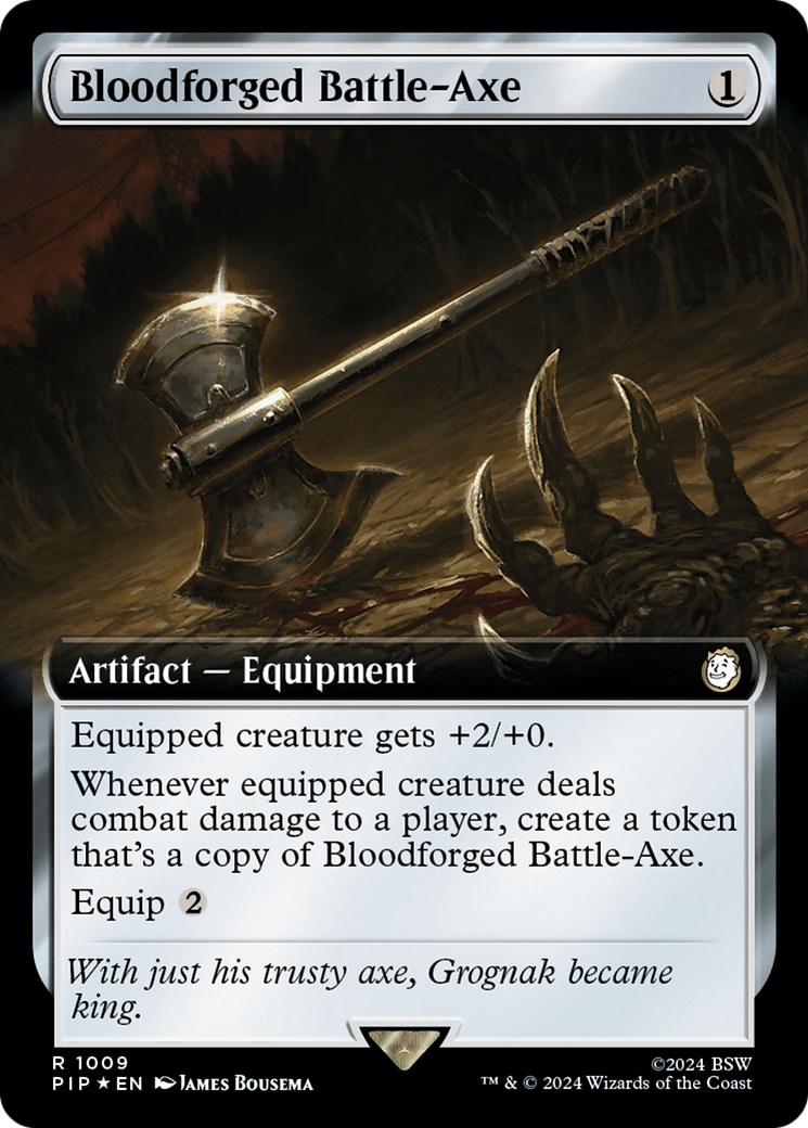 Bloodforged Battle-Axe (Extended Art) (Surge Foil) [Fallout] | Devastation Store