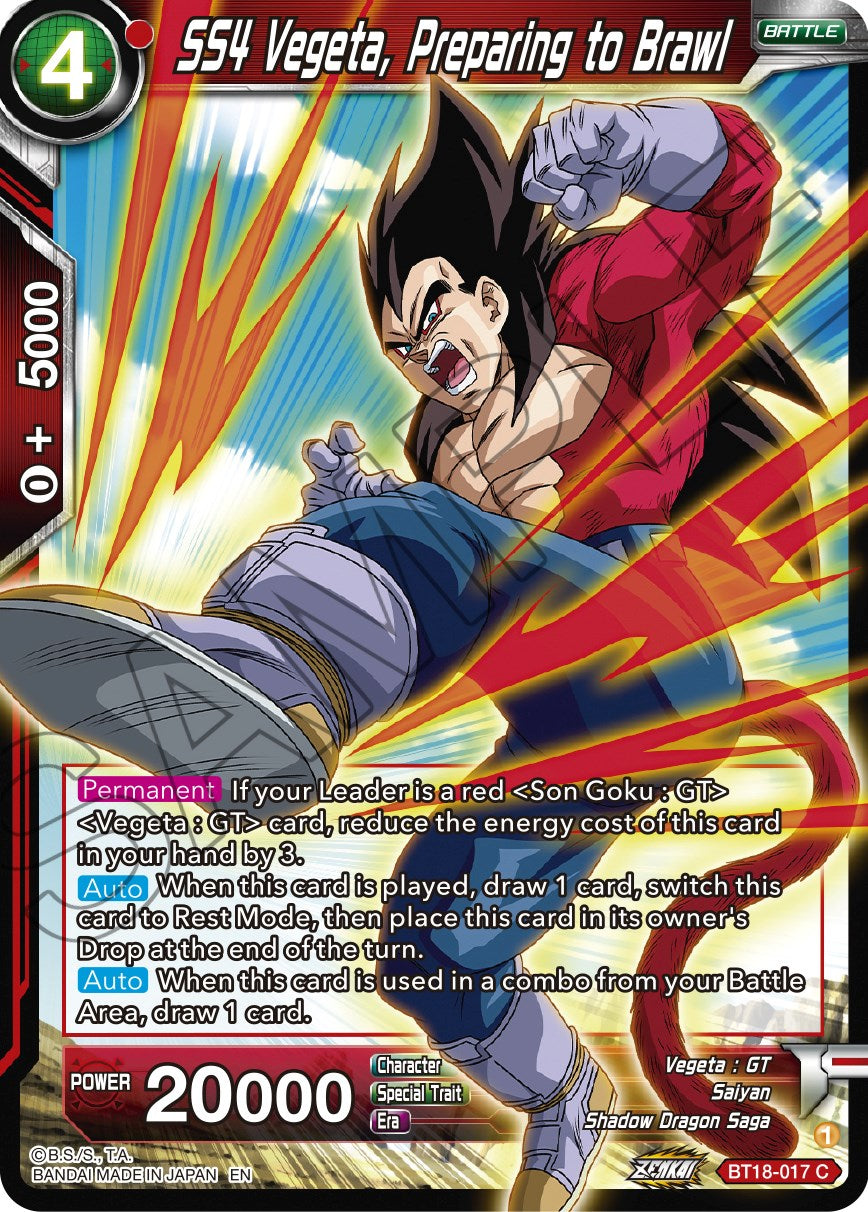 SS4 Vegeta, Preparing to Brawl (BT18-017) [Dawn of the Z-Legends] | Devastation Store