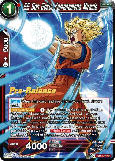 SS Son Goku, Kamehameha Miracle (BT15-007) [Saiyan Showdown Prerelease Promos] | Devastation Store