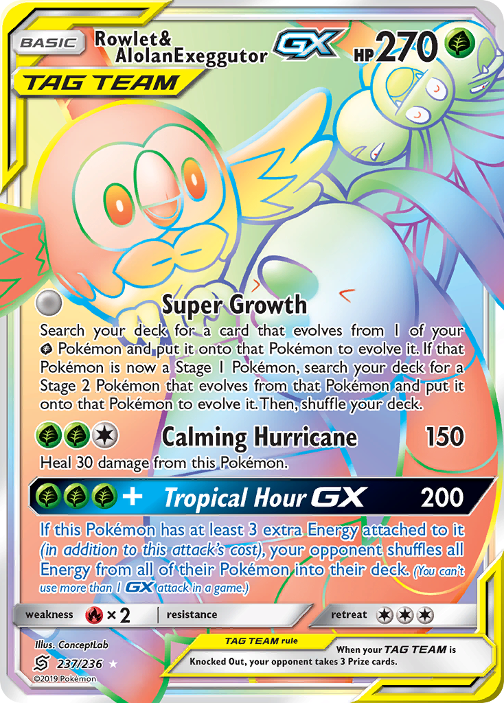 Rowlet & Alolan Exeggutor GX (237/236) [Sun & Moon: Unified Minds] | Devastation Store